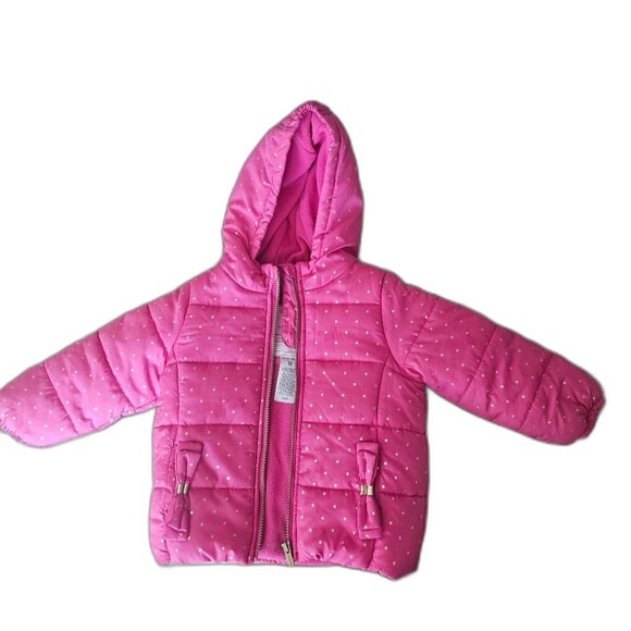 Carter’s Pink Polka Dot Puffer Jacket Sz 3T Warm Winter Coat for Toddler Girls - Picture 1 of 7